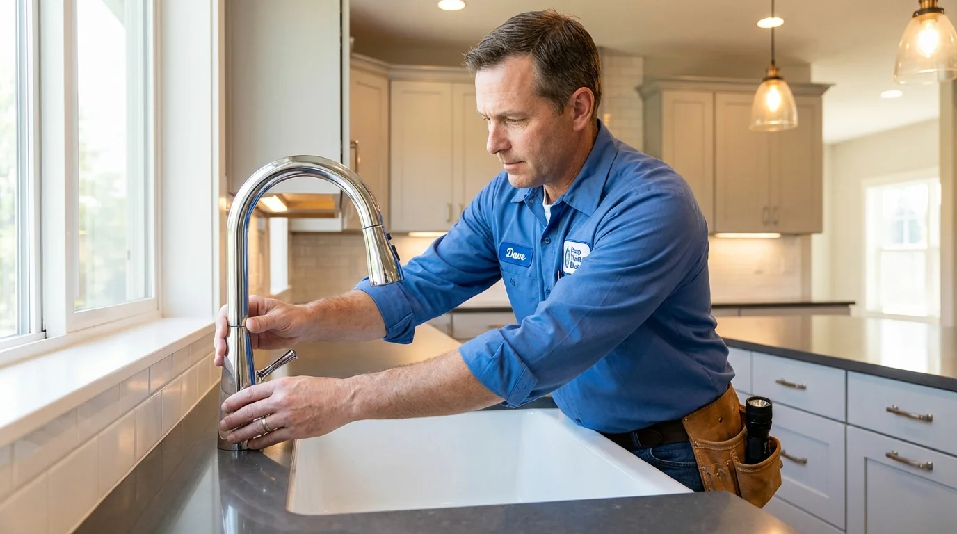 Kitchen faucet installation by Johns Plumbing LLC in Braham