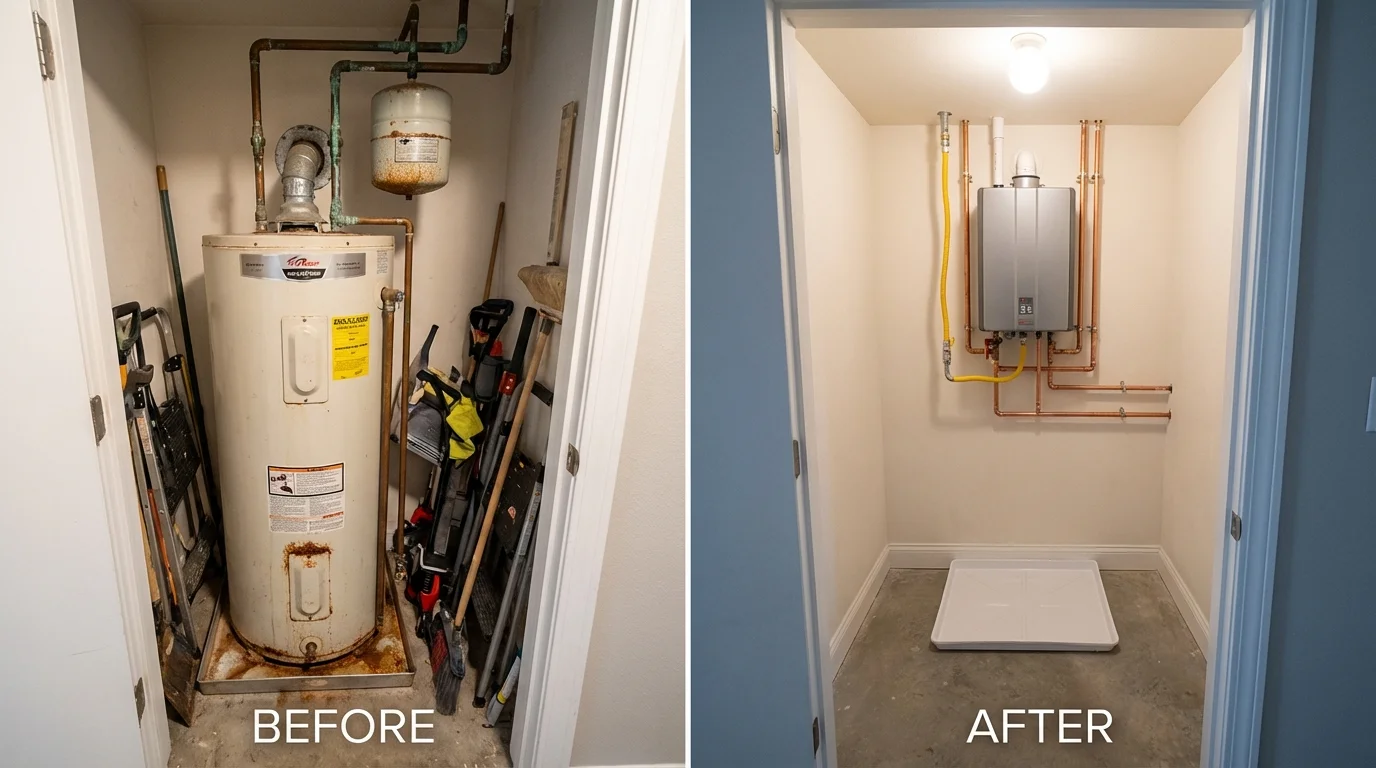 Tank water heater versus wall-mounted tankless unit comparison for Braham, MN homeowners